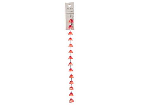 Crystal Lane DIY 10mm Orange Lotus Flowers 7" Glass Garden Bead Strand 15 Pieces