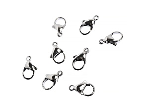 John Bead 12x7mm Silver Stainless Steel Lobster Clasps 8 Pieces