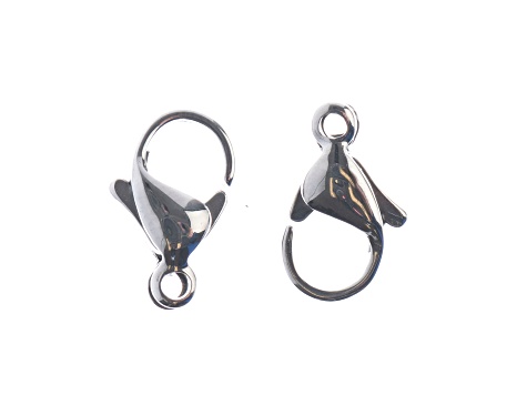 John Bead 12x7mm Silver Stainless Steel Lobster Clasps 8 Pieces