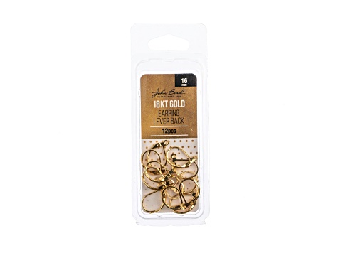 John Bead 16mm 18kt Gold Plated Earring Lever Back 12 Pieces