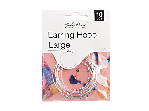 John Bead Must Have Findings 38mm Silver Tone Iron Large Earring Hoops 10 Pieces