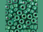 9mm Opaque Green Glass Pony Beads, 100pcs