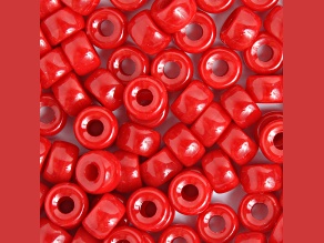 9mm Opaque Red Glass Pony Beads, 100pcs