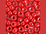 9mm Opaque Red Glass Pony Beads, 100pcs