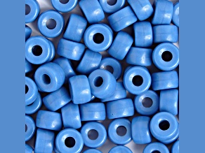 9mm Opaque Medium Blue Glass Pony Beads, 100pcs