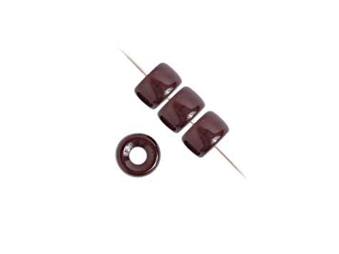 9mm Opaque Chocolate Brown Glass Pony Beads, 100pcs