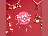 8-Piece Sweet & Petite Holiday Santa Cat Small Gold Tone Enamel Charms