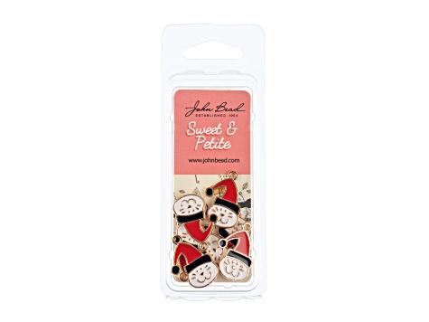 8-Piece Sweet & Petite Holiday Santa Cat Small Gold Tone Enamel Charms