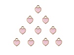 10-Piece Sweet & Petite Pink Hearts Small Gold Tone Enamel Charms