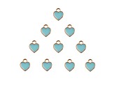 10-Piece Sweet & Petite Light Blue Hearts Small Gold Tone Enamel Charms