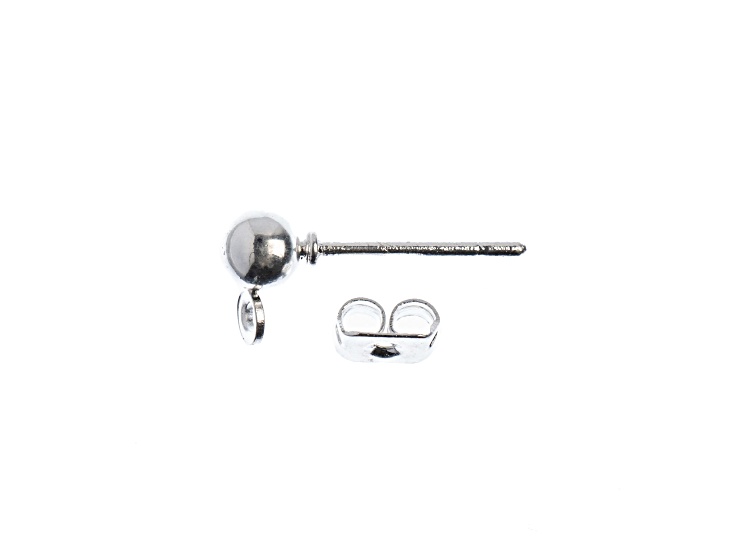 John Bead Must Have Findings 16x5mm Silver Tone Brass Earring Post Balls 12 Pieces