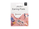 John Bead Must Have Findings 16x5mm Silver Tone Brass Earring Post Balls 12 Pieces