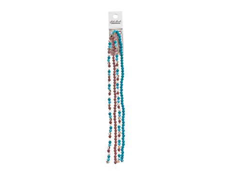 Crystal Lane DIY 4mm Purple & Blue Mix Glass Bicone 7" Designer 4 Bead Strands