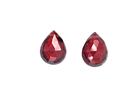 Red Garnet 9x7mm Faceted Pear Shaped Briolettes Loose Beads Matching Pair (2 total pieces)