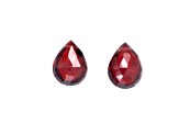 Red Garnet 9x7mm Faceted Pear Shaped Briolettes Loose Beads Matching Pair (2 total pieces)