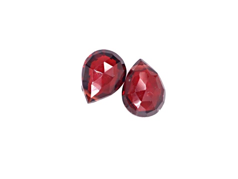 Red Garnet 9x7mm Faceted Pear Shaped Briolettes Loose Beads Matching Pair (2 total pieces)