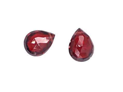 Red Garnet 9x7mm Faceted Pear Shaped Briolettes Loose Beads Matching Pair (2 total pieces)