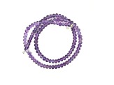 AMETHYST RONDELLE BEADS 4 x 4.5 - 4 x 5.5 MM BEAD SHORT STRAND, APPROX 18 INCHES
