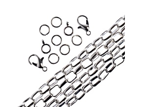 John Bead 5x7mm Nickel Color Metal 36in Oval Cable Chain & Jewelry Making Findings Set