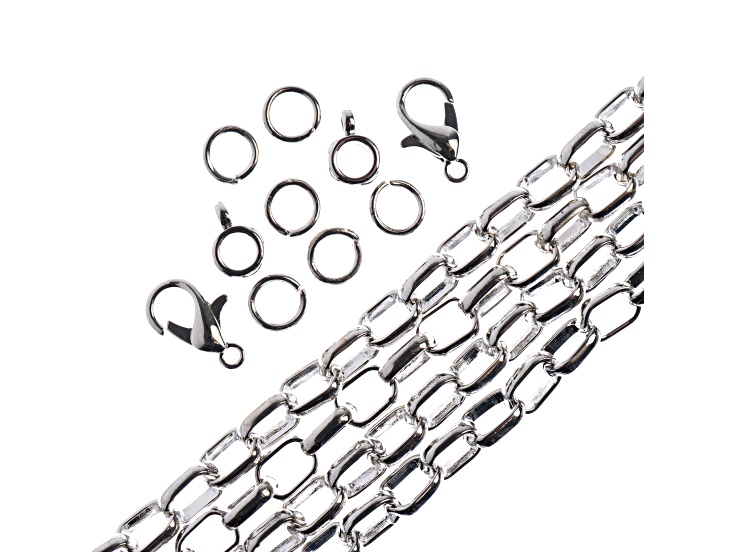 John Bead 5x7mm Nickel Color Metal 36in Oval Cable Chain & Jewelry Making Findings Set