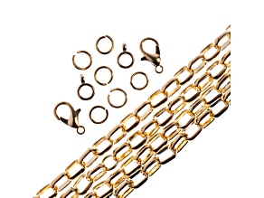 John Bead 5x7mm Gold Color Metal 36in Oval Cable Chain & Jewelry Making Findings Set