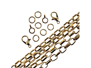 John Bead 5x7mm Antique Brass Color Metal 36in Oval Cable Chain & Jewelry Making Findings Set