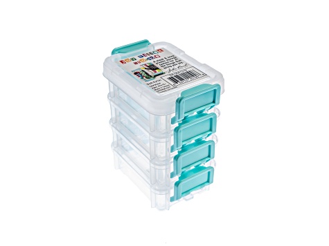 Joy Filled Storage 4 Stackable Clear Plastic Storage Containers with  Turquoise Lids (3x2.5x1in) - 11G3MA
