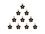 10-Piece Sweet & Petite Black Flower Small Gold Tone Enamel Charms