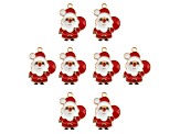 8-Piece Sweet & Petite Holiday Santa Small Gold Tone Enamel Charms