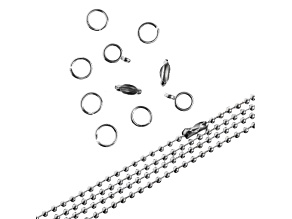 John Bead 3mm Silver Metal 36in Ball Chain & Jewelry Making Findings Set