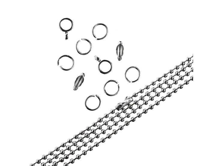 John Bead 3mm Nickel Color Metal 36in Ball Chain & Jewelry Making Findings Set