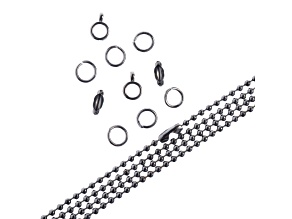 John Bead 3mm Gunmetal Color Metal 36in Ball Chain & Jewelry Making Findings Set