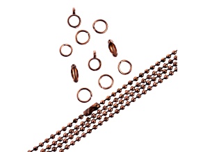 John Bead 3mm Antique Copper Color Metal 36in Ball Chain & Jewelry Making Findings Set