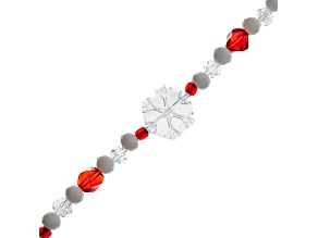 Crystal Lane DIY White & Red Glass Snowflake Beads 7" Designer Holiday Christmas Bead Strand