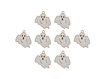 Picture of 8-Piece Sweet & Petite Halloween Ghost Small Gold Tone Enamel Charms