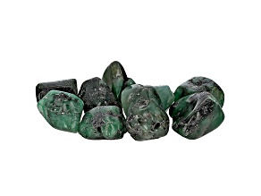 Bahia Brazilian Emerald in Matrix Focal Bead Free-Form Nugget Set of 9