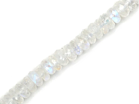 AA Blue Rainbow Moonstone 5mm Faceted Rondelles Bead Strand, 14" strand length