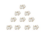 10-Piece Sweet & Petite White Scottie Dog Small Gold Tone Enamel Charms
