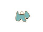 10-Piece Sweet & Petite Light Blue Scottie Small Dog Gold Tone Enamel Charms