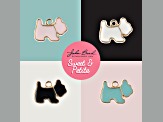 10-Piece Sweet & Petite Light Blue Scottie Small Dog Gold Tone Enamel Charms