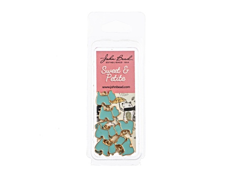 10-Piece Sweet & Petite Light Blue Scottie Small Dog Gold Tone Enamel Charms