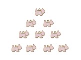 10-Piece Sweet & Petite Pink Scottie Dog Small Gold Tone Enamel Charms