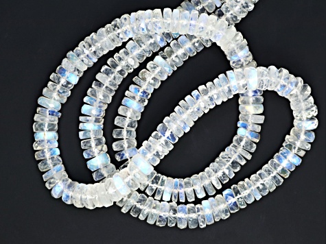 AA Blue Rainbow Moonstone 6mm Faceted Tires Bead Strand, 16" strand length