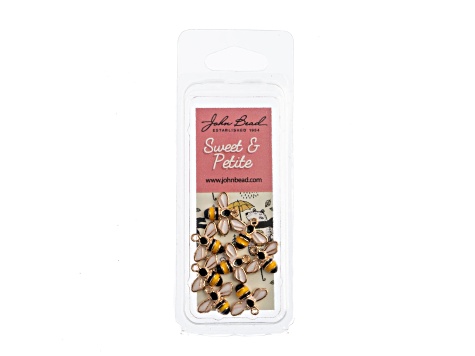 8-Piece Sweet & Petite Bumble Bee Yellow Black Small Gold Tone Enamel Charms