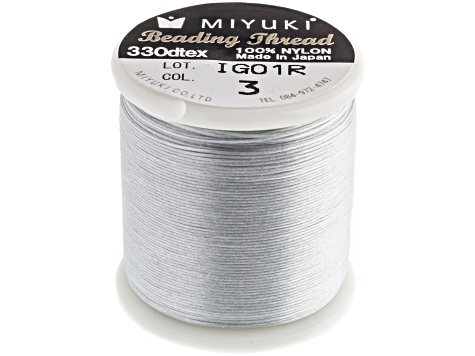 Miyuki Size B Silver Nylon Beading Thread 50m - 1277NC