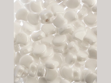 John Bead 7.5mm White Color Czech Glass Ginkgo Leaf Beads 50 Grams