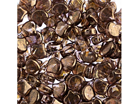 John Bead 7.5mm Transparent Gold Smokey Topaz Luster Color Czech Glass Ginkgo Leaf Beads 50 Grams