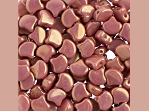 John Bead 7.5mm White Metallic Red Luster Color Czech Glass Ginkgo Leaf Beads 50 Grams
