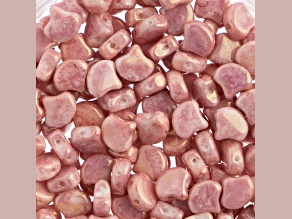 John Bead 7.5mm White Topaz Pink Luster Color Czech Glass Ginkgo Leaf Beads 50 Grams