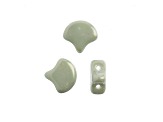John Bead 7.5mm White Light Green Luster Color Czech Glass Ginkgo Leaf Beads 50 Grams